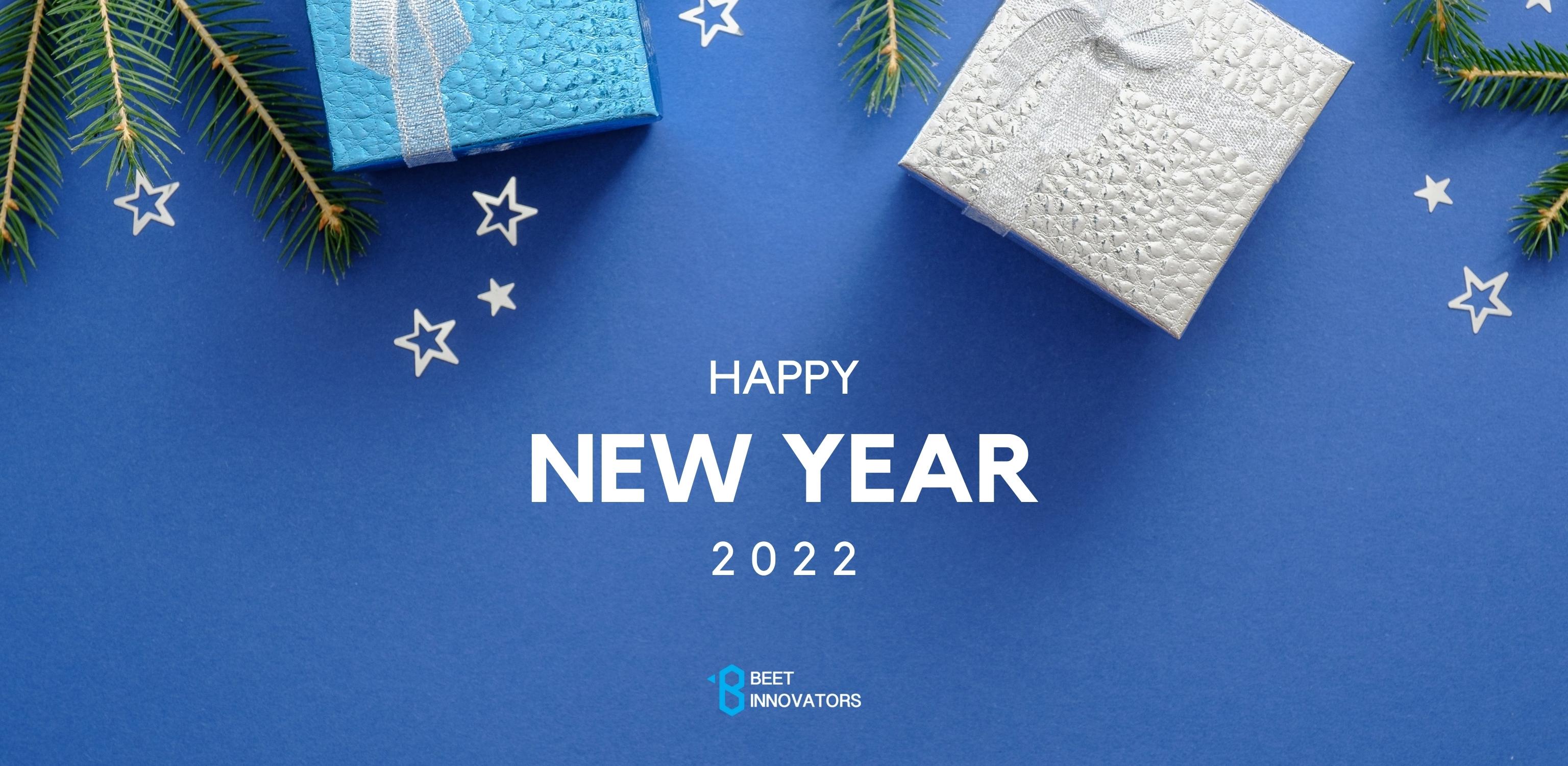 Blue White Bold Modern Happy New Year Flyer